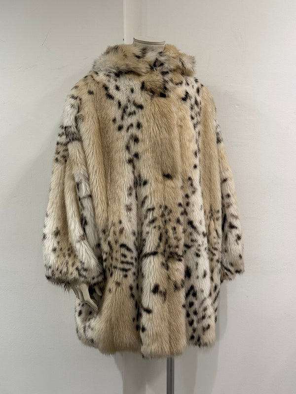 2000s Emporio Armani lynx print faux fur coat