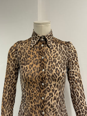2003 Dolce & Gabbana leopard sheer shirt