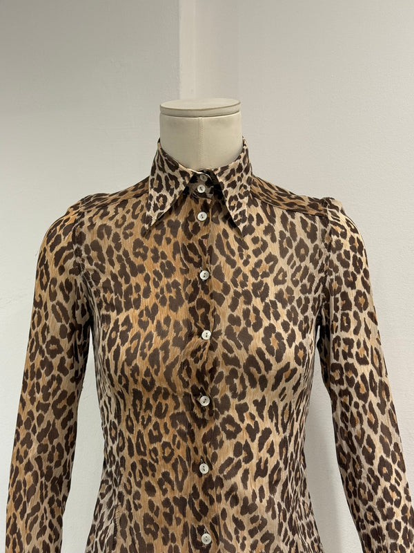 2003 Dolce & Gabbana leopard sheer shirt