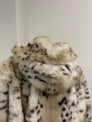 2000s Emporio Armani lynx print faux fur coat