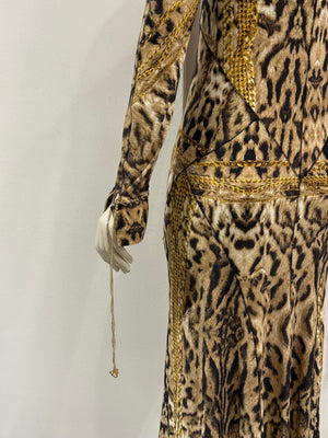 F/W2003 Roberto Cavalli leopard print dress with chains