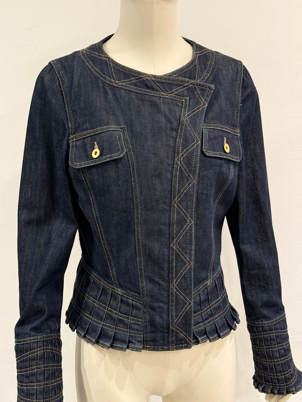 S/S2004 Gucci paneled biker denim jacket