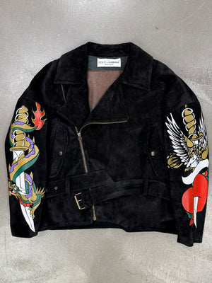 A/W1992 Dolce & Gabbana dragon tattoo runway leather jacket