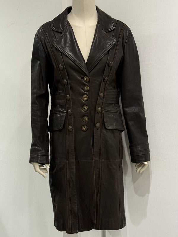 A/W2006 Dolce & Gabbana long leather napoleon jacket