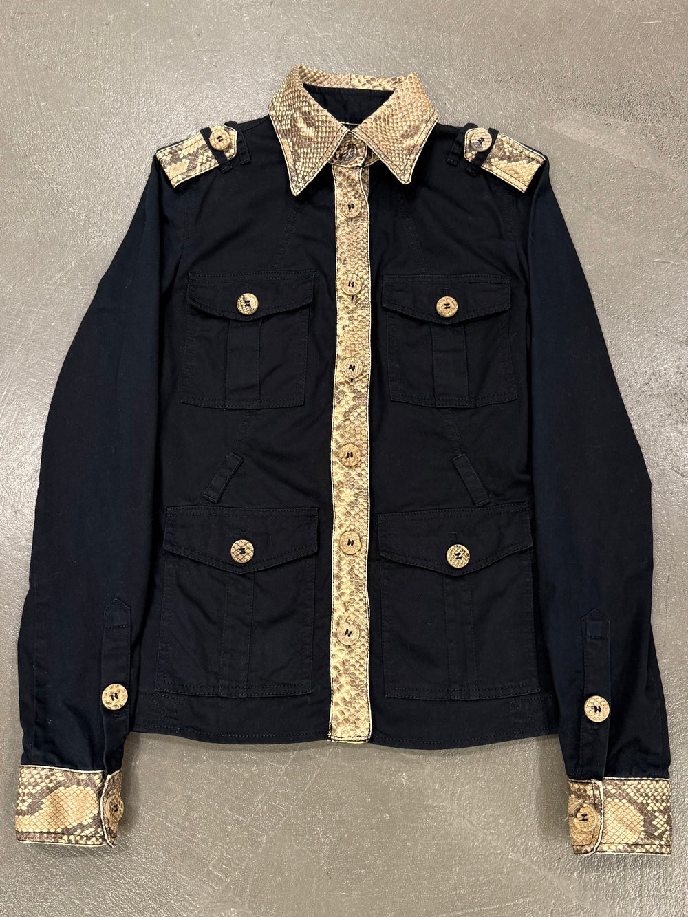 2000s Dolce & Gabbana real Python trim shirt