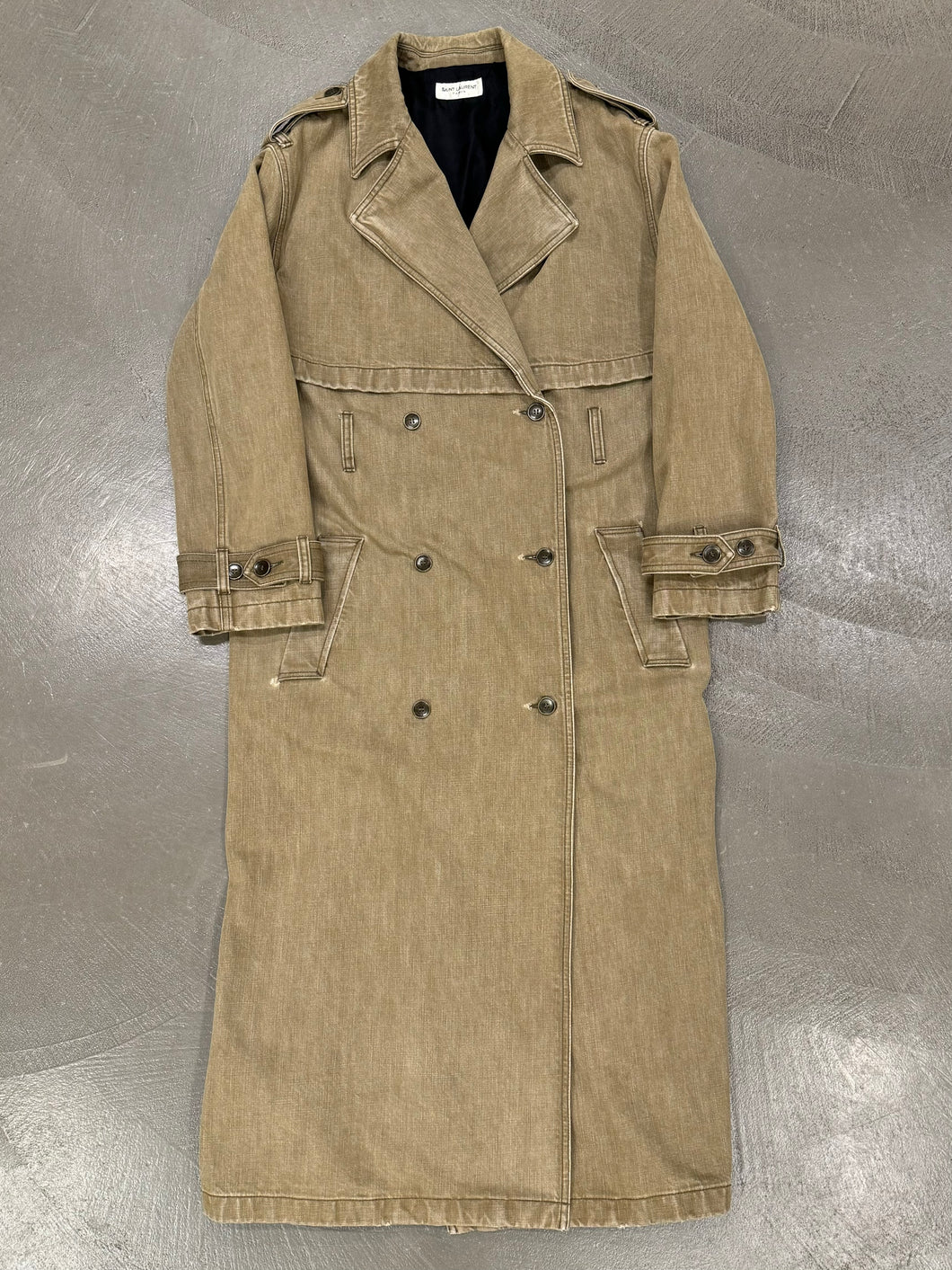 2010s Saint Laurent Paris sample long cotton trench