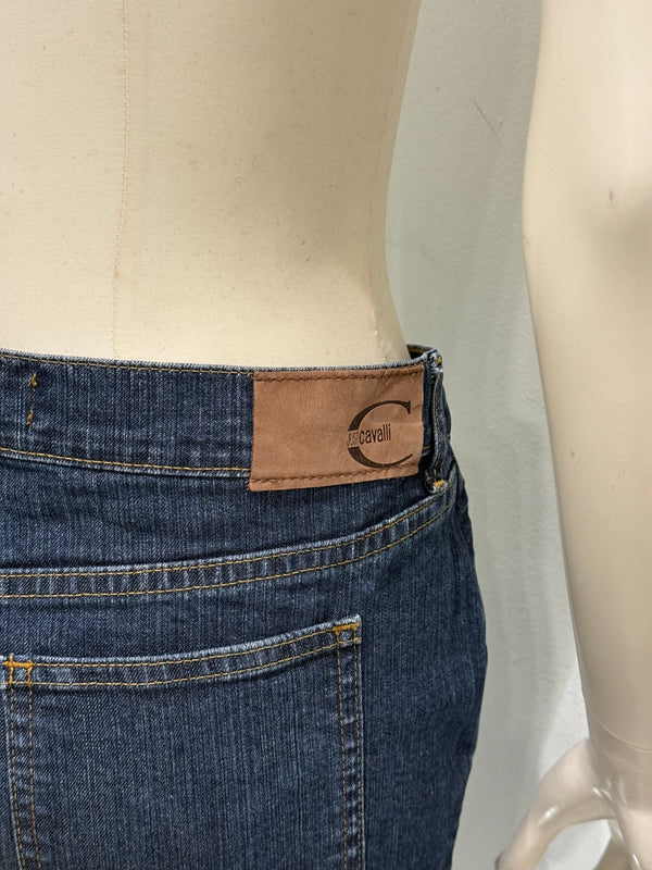2000s Cavalli raw denim long skirt