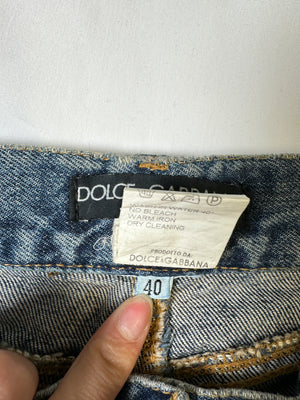 S/S 2001 Dolce & Gabbana safety pin punk jeans with broches