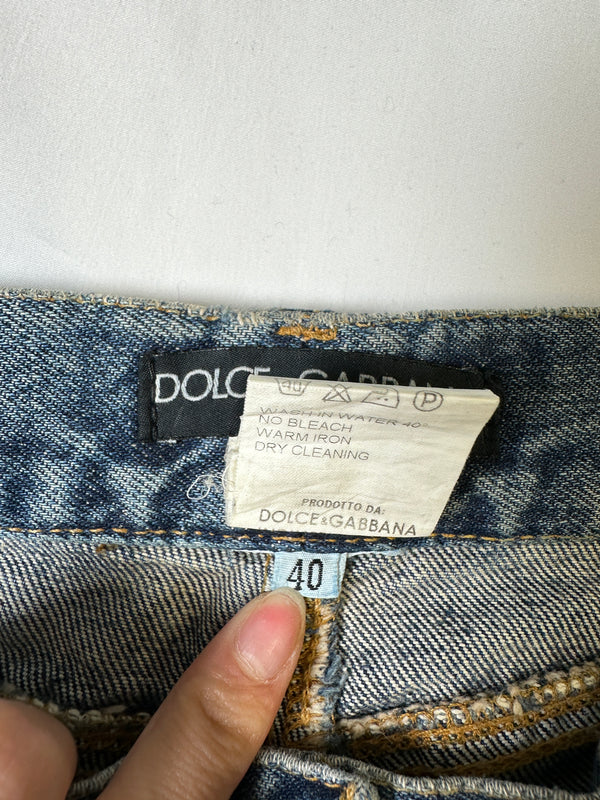 S/S 2001 Dolce & Gabbana safety pin punk jeans with broches