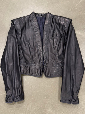1980s Gianni Versace suspended shoulders cropped leather jacket