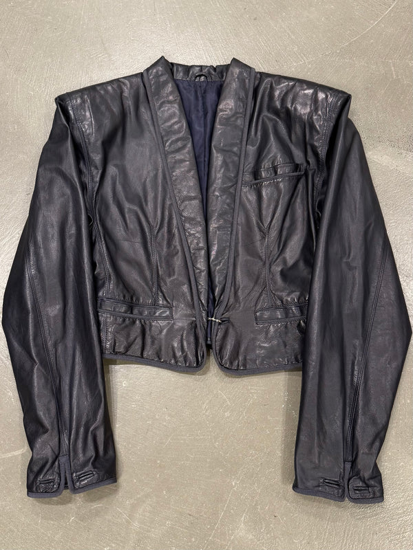 1980s Gianni Versace suspended shoulders cropped leather jacket