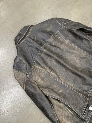 2000s Roberto Cavalli washed faded leather jacket