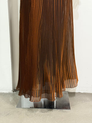 1980s Claude Montana pleated lurex iridescent long skirt