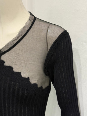 2000s Jean Paul Gaultier hybrid sheer wool top