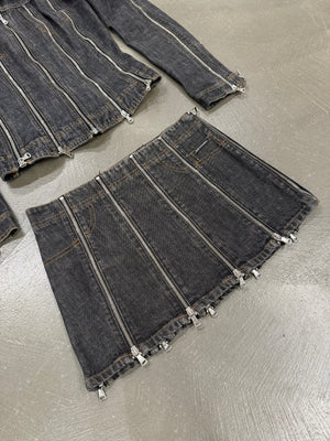 S/S 2004 Dolce & Gabbana zipper denim set (jacket + skirt)
