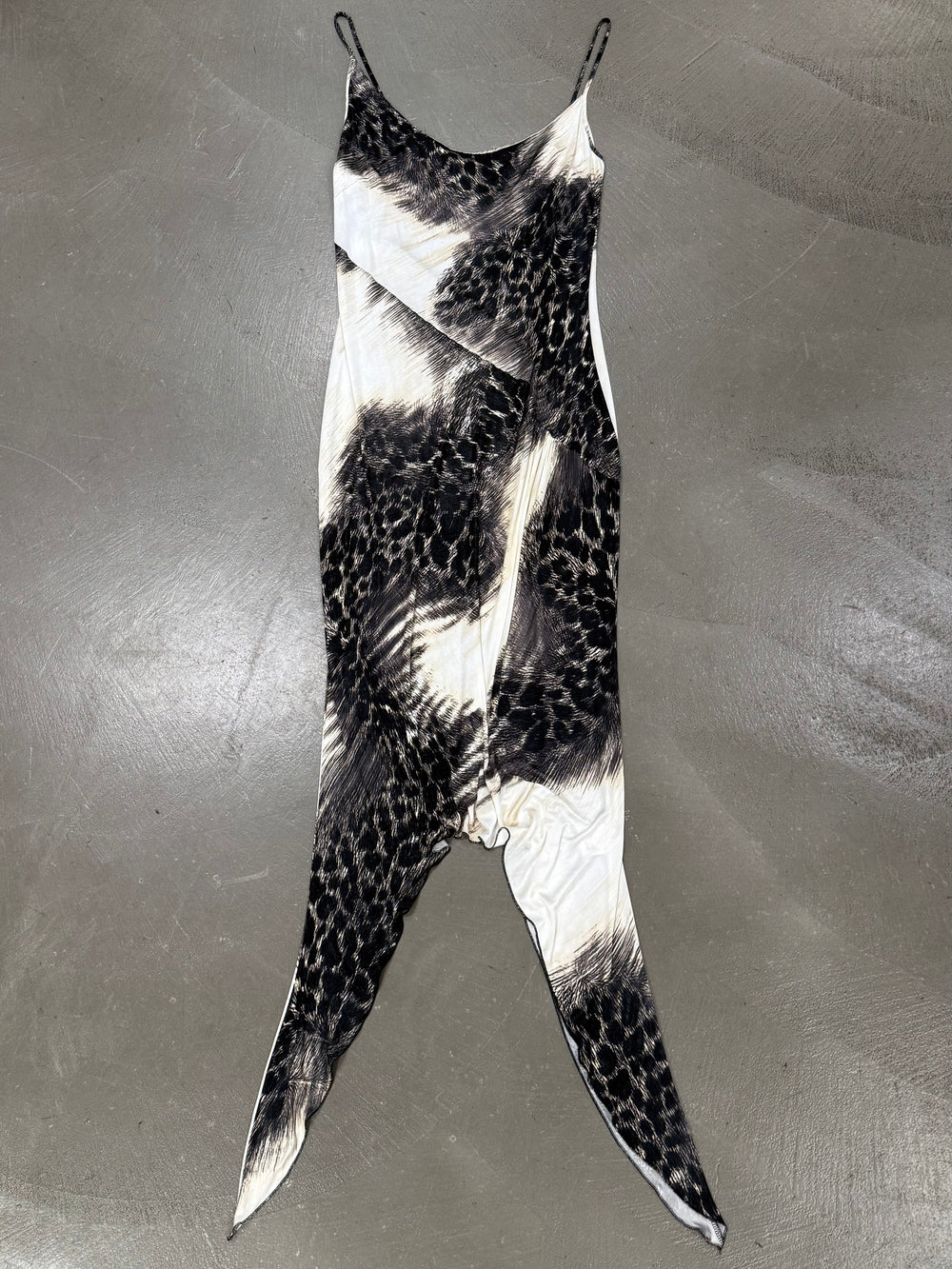 2000s Cavalli asymmetrical hem leopard print dress