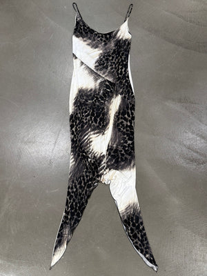 2000s Cavalli asymmetrical hem leopard print dress