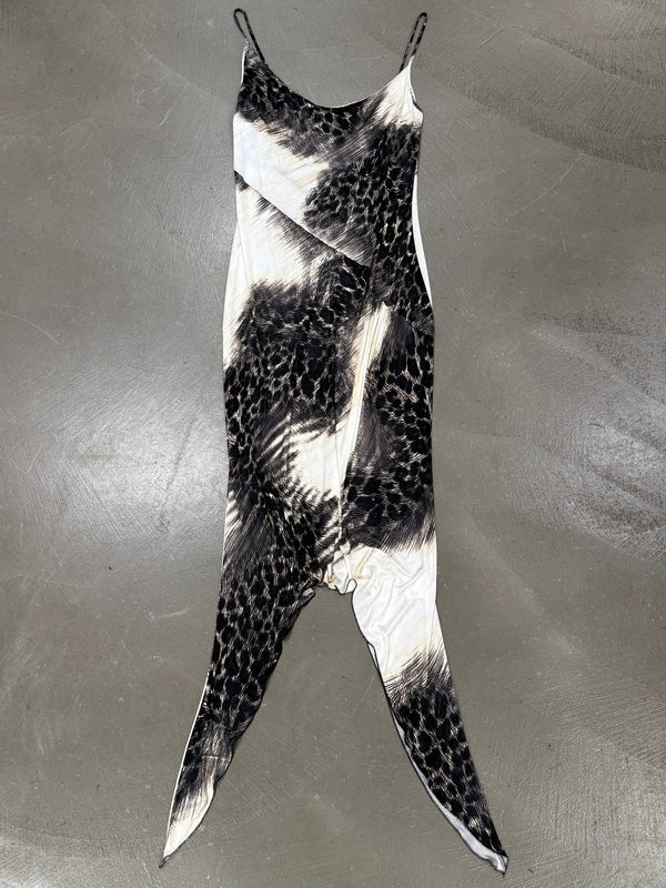 2000s Cavalli asymmetrical hem leopard print dress