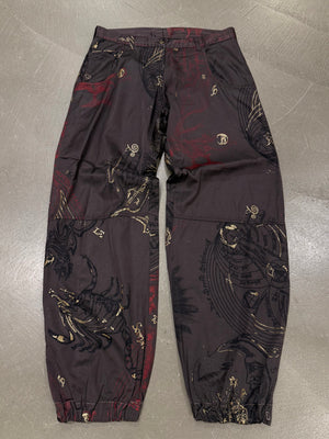 2000s Cavalli zodiac print cotton track pants