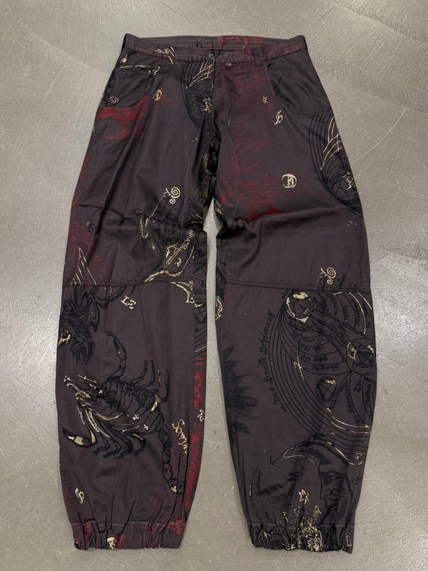 2000s Cavalli zodiac print cotton track pants