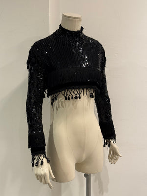 S/S1995 Jean Paul Gaultier cropped sequin fringe top