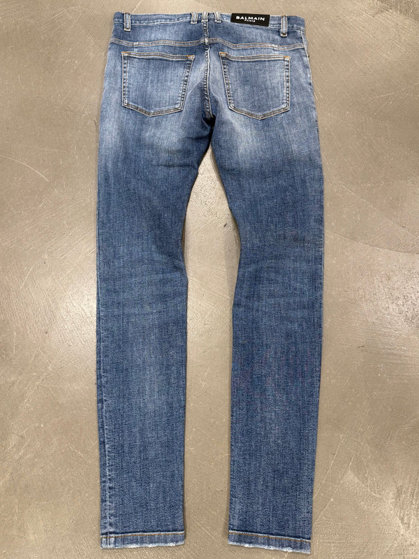 2010s Balmain distressed slim denim jeans