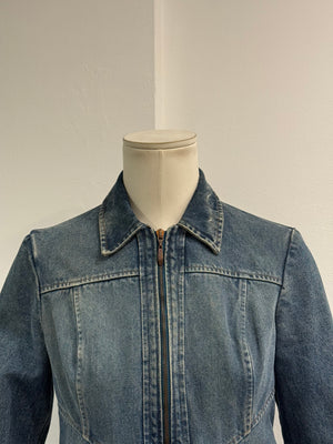 2000s Roberto Cavalli fitted paneled denim jacket