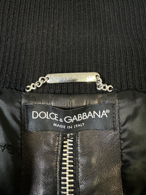 A/W 2003 Dolce & Gabbana full zipper high neck leather jacket