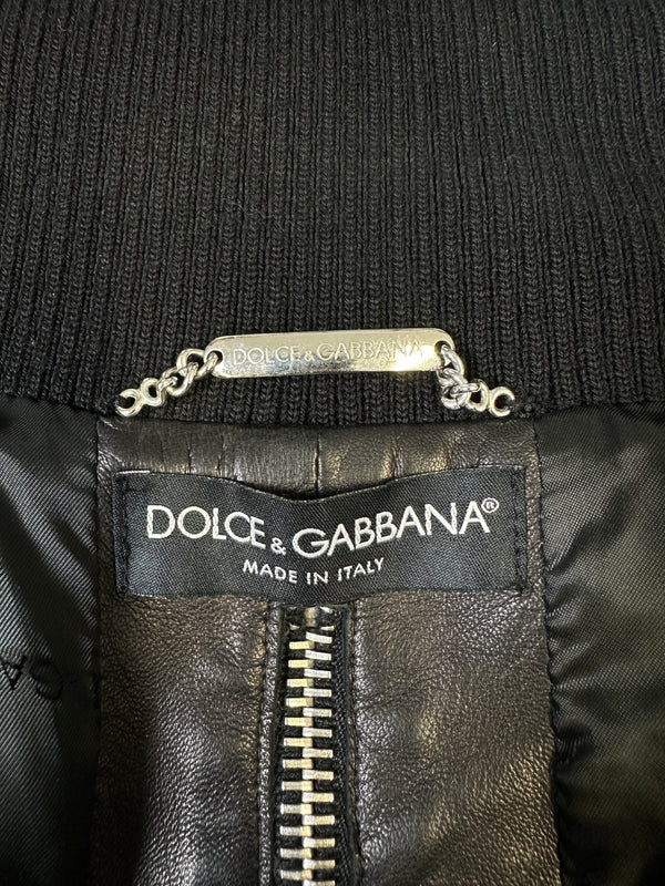A/W 2003 Dolce & Gabbana full zipper high neck leather jacket