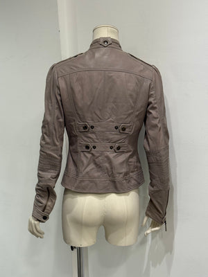 2000s Cavalli asymmetric military leather jacket