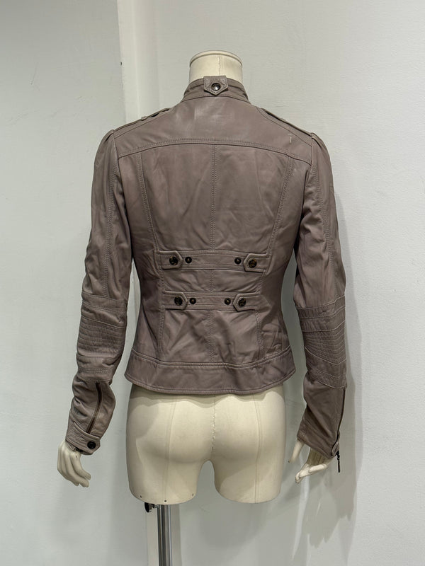 2000s Cavalli asymmetric military leather jacket