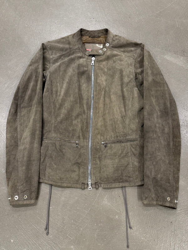 2000s Prada moto lace leather jacket