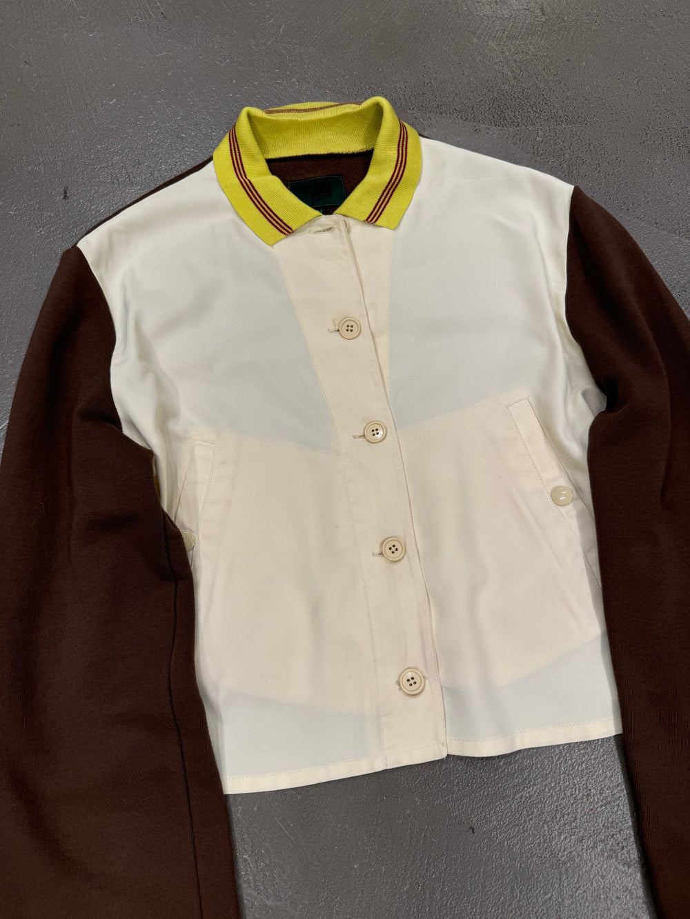 1990s Jean Paul Gaultier Junior cropped hybrid college jacket