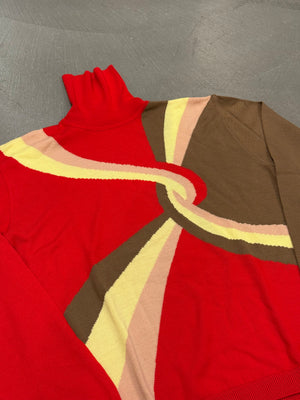 F/W2000 Gianni Versace runway wavy colorblock knit sweater