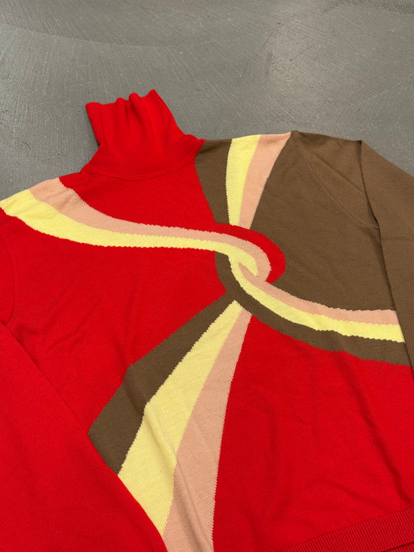 F/W2000 Gianni Versace runway wavy colorblock knit sweater