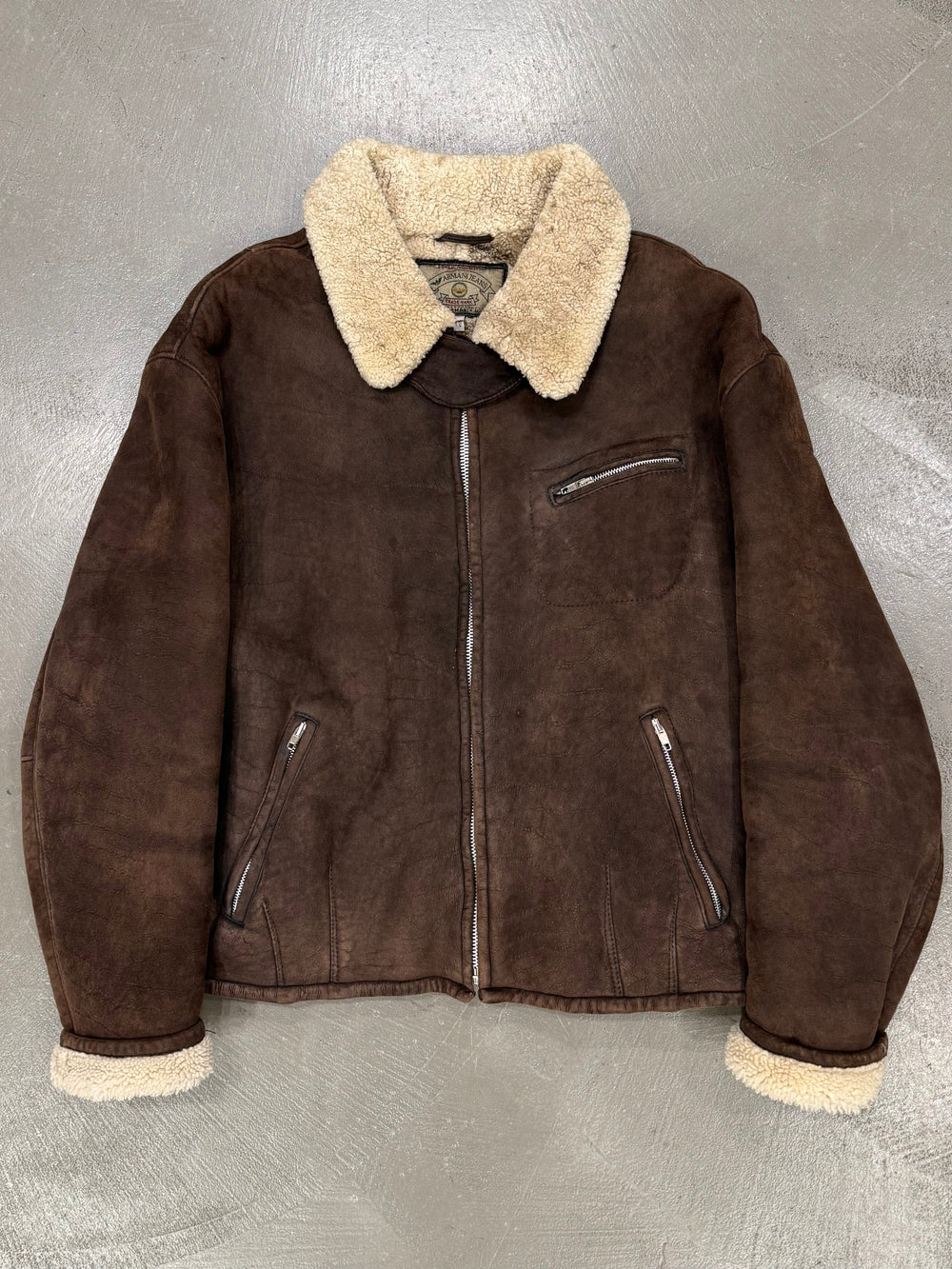 1980s Armani shearling aviator bomber jacket