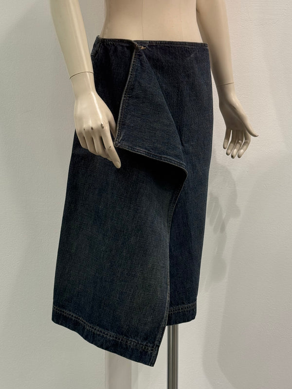 S/S2000 Gucci by Tom Ford wrap denim midi skirt