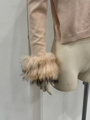 2000s Roberto Cavalli cardigan with fur trimmed cuffs