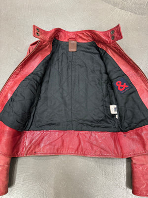 2000s Dolce & Gabbana red biker leather jacket