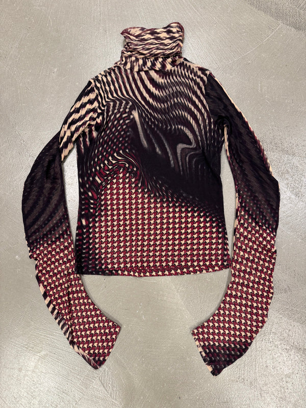 Roberto Cavalli houndstooth distortion illusion mesh top