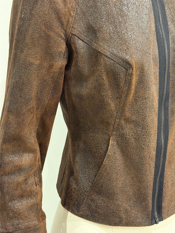 2000s Plein Sud distressed leather jacket