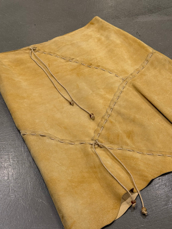S/S2002 Dolce & Gabbana patchwork asymmetrical suede leather skirt