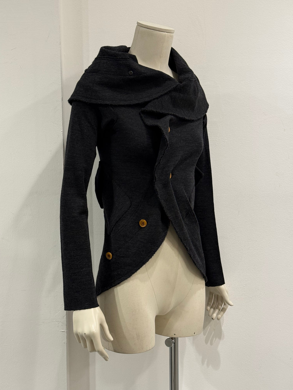 A/W2002 Comme des Garçons runway asymmetrical deconstructed wool cardigan