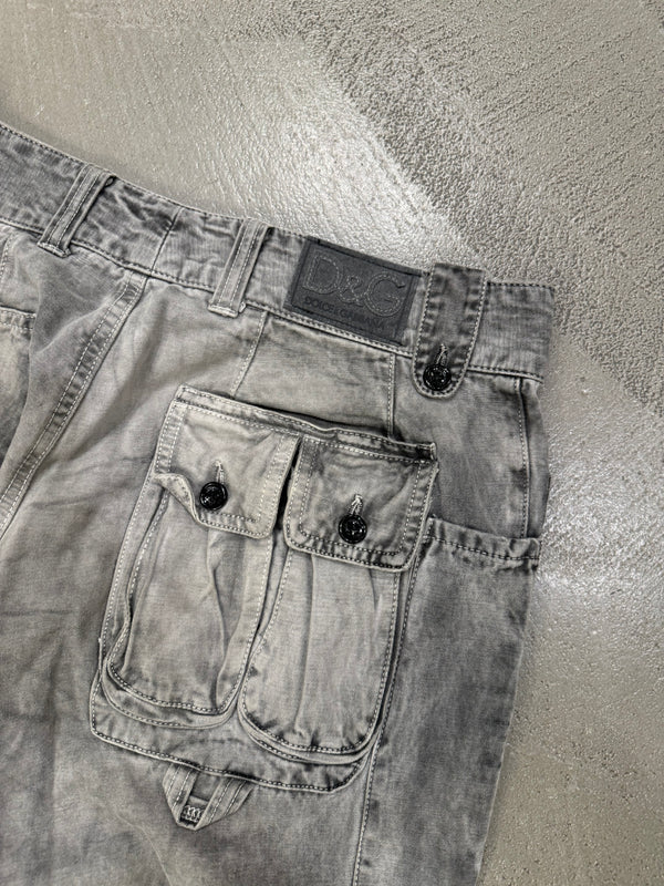 A/W2003 Dolce & Gabbana faded multi pocket cargo pants
