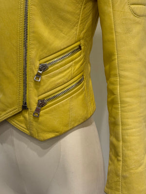 Balmain by Decarnin biker yellow leather jacket