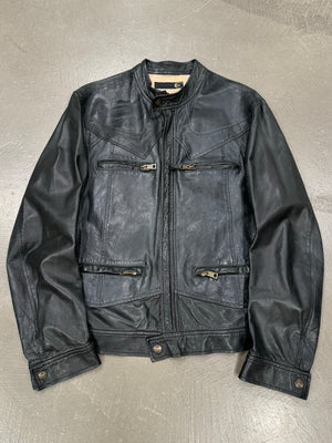2000s Roberto Cavalli paneled leather jacket