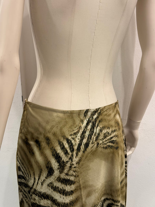 2000s Roberto Cavalli animal Print asymmetric midi skirt