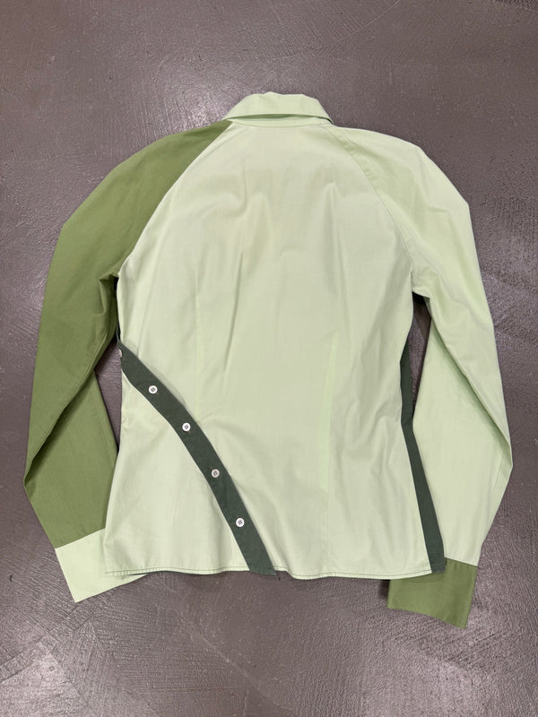 1990s Alexander McQueen asymmetrical color block shirt