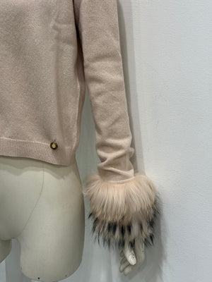 2000s Roberto Cavalli cardigan with fur trimmed cuffs