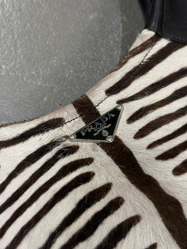 2000s Prada zebra pony hair bag